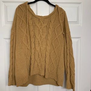 Cable knit sweater with hood